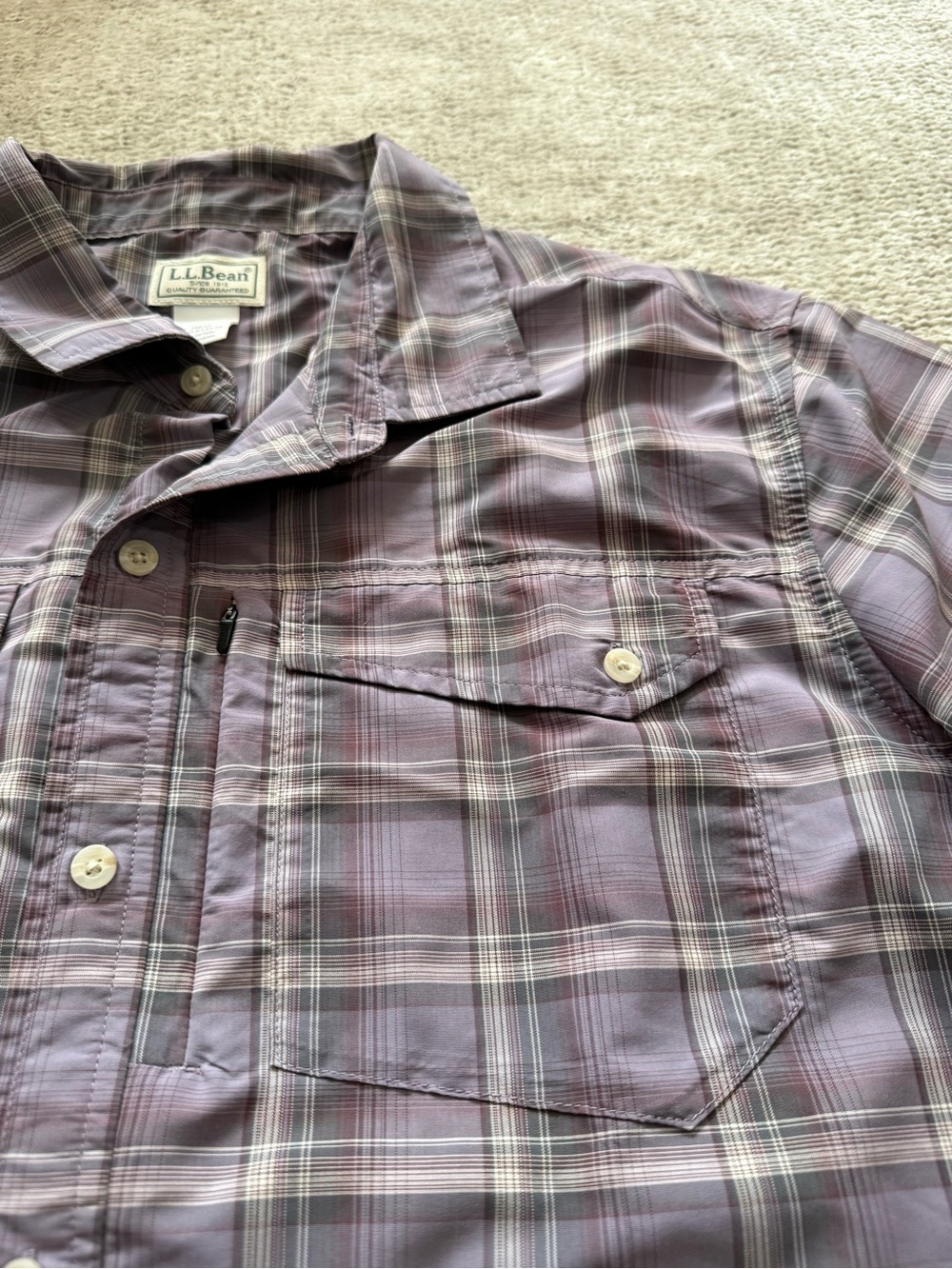 L.L. Bean Plaid Short Sleeve Button Down Shirt Men’s Large Outdoor